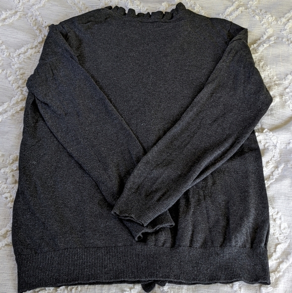 Charcoal gray ruffle edge sweater - Picture 2 of 3